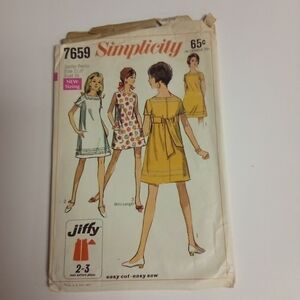 Vintage Simplicity Sewing Pattern 7659 Junior Petites Dress Size 11P 60s 1960s